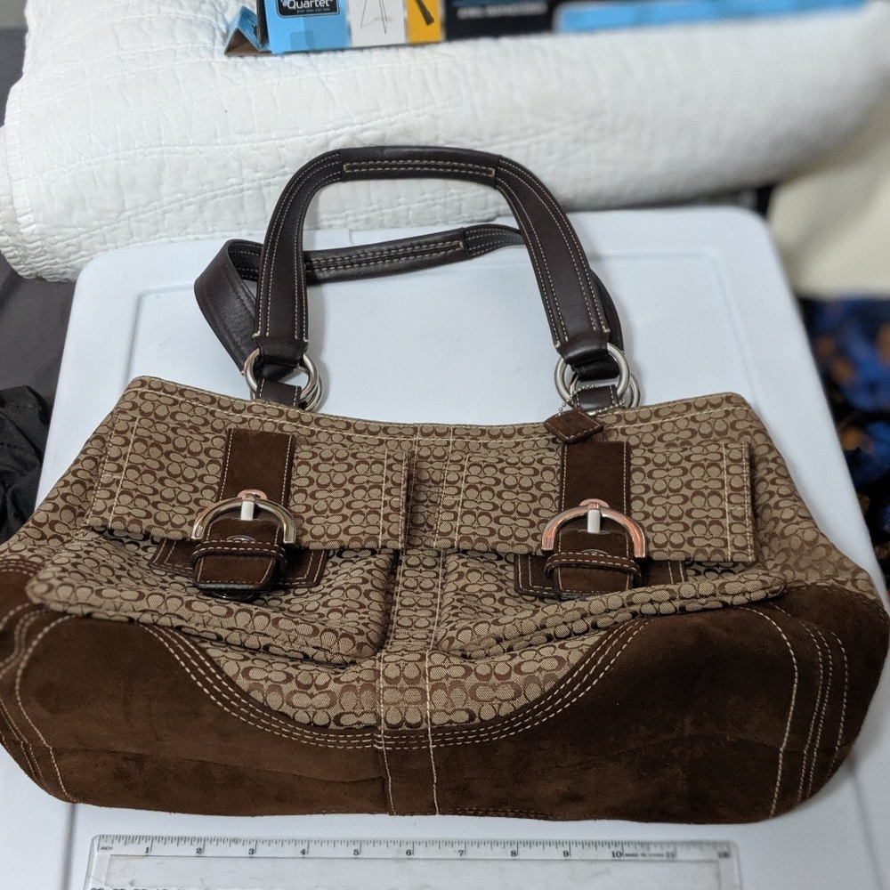 Coach brown suede satchel